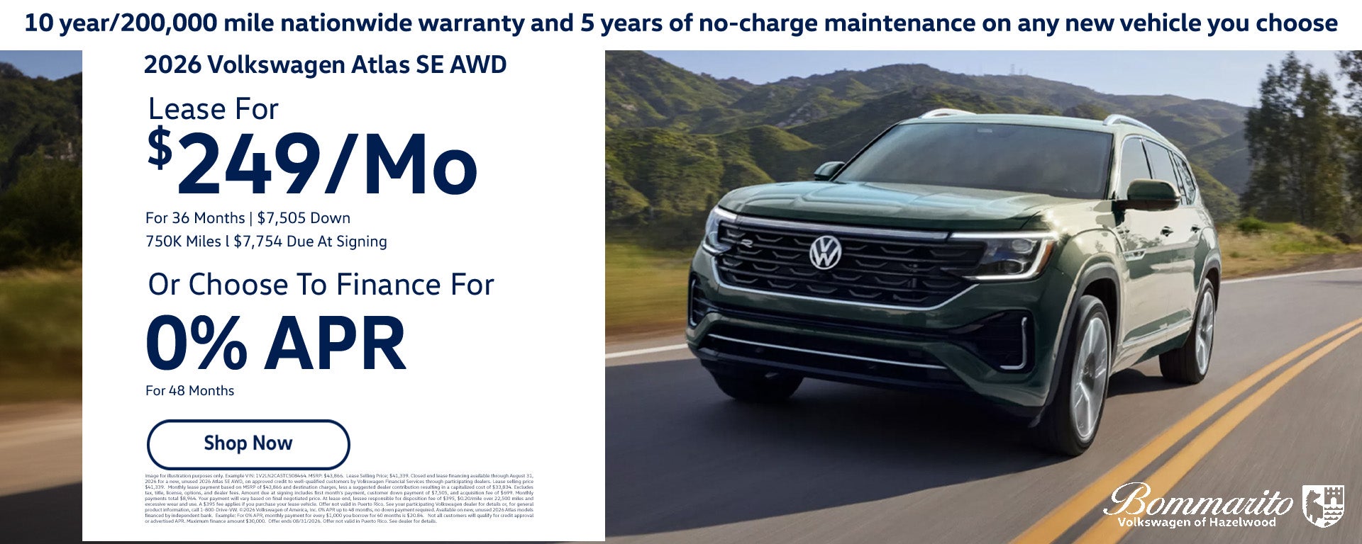 Lease Or Finance 2026 Volkswagen Atlas