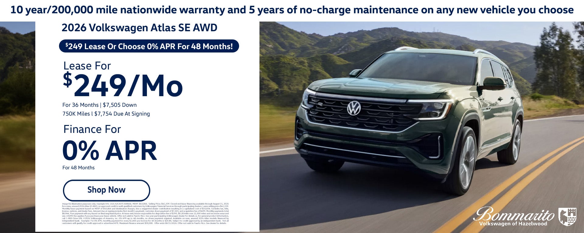 Lease Or Finance 2026 Volkswagen Atlas