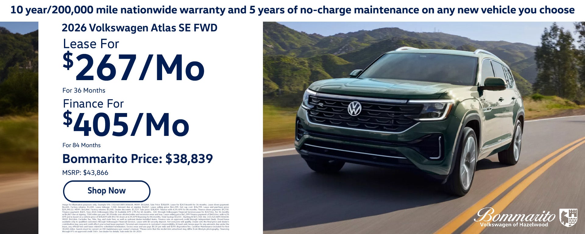 2026 Volkswagen Atlas Offer