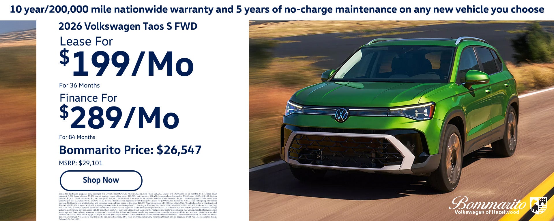 2026 Volkswagen Taos Offer