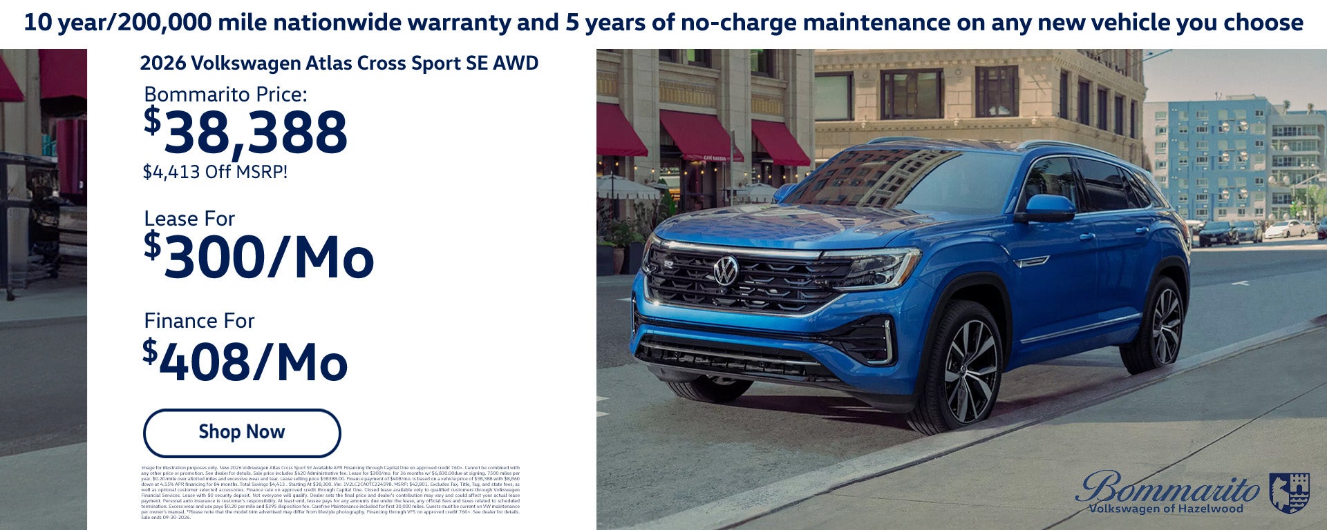 2026 Volkswagen Atlas Cross Sport SE deals at Bommarito VW