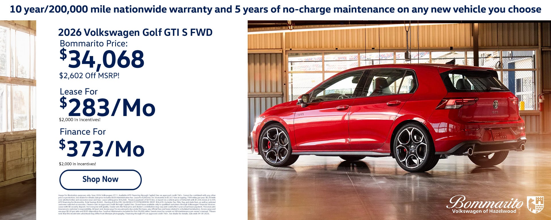 2026 Volkswagen Golf GTI deals at Bommarito Volkswagen