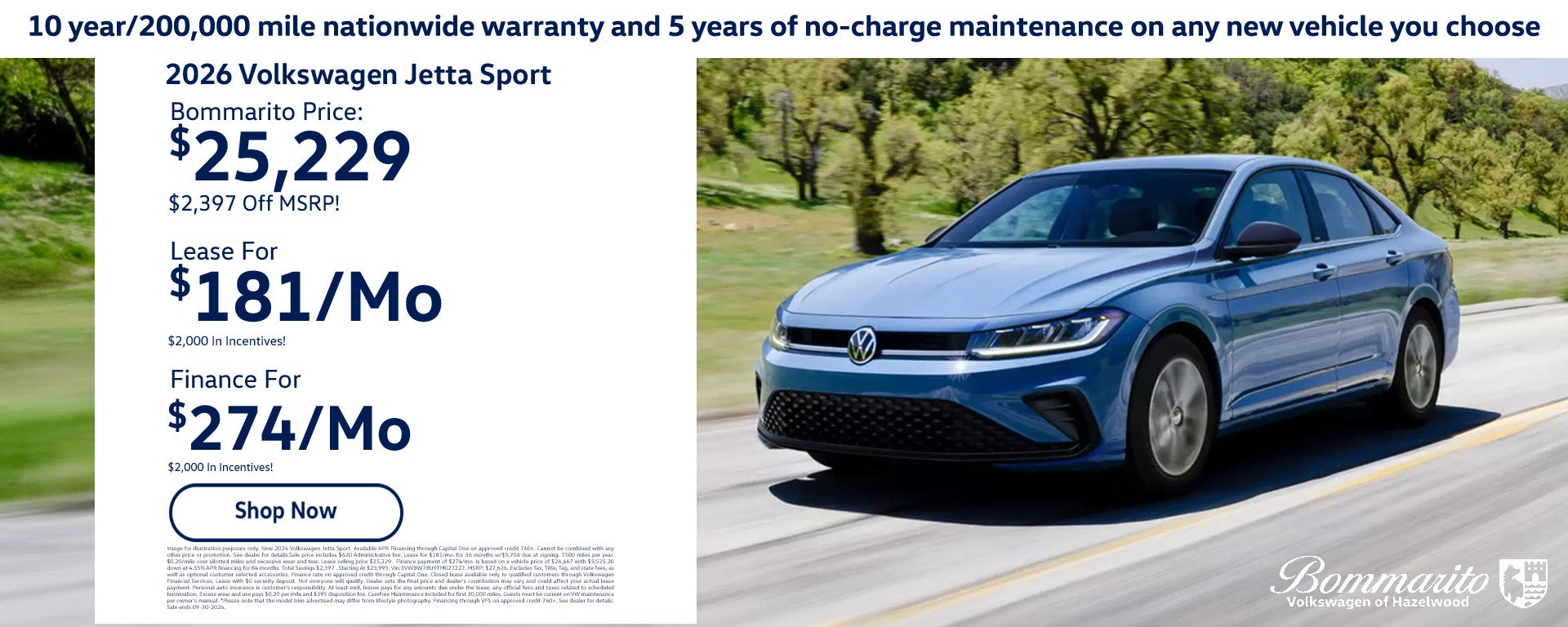 2026 Volkswagen Jetta Sport deals at Bommarito Volkswagen